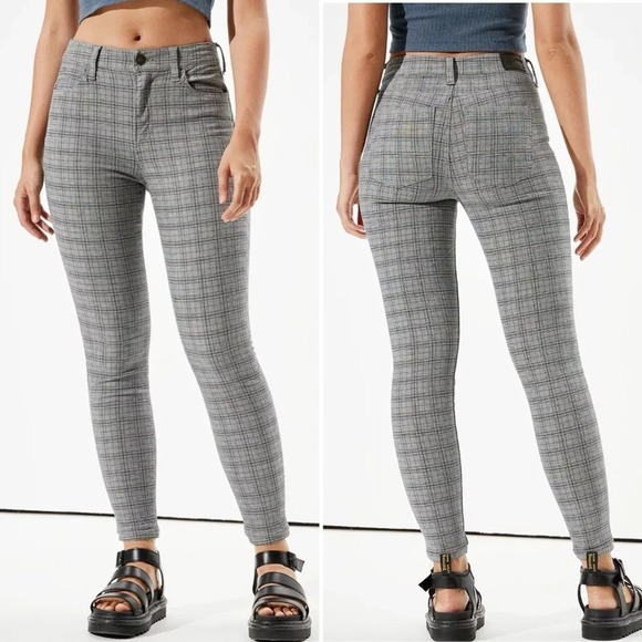 American Eagle Outfitters Denim - American Eagle Outfitters Size 4 Multi Plaid Super Stretch High Rise Jeggings